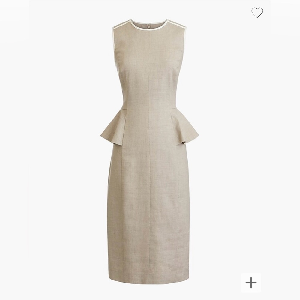 EUC J. Crew Linen Peplum Sheath Dress - Flax - Size 2